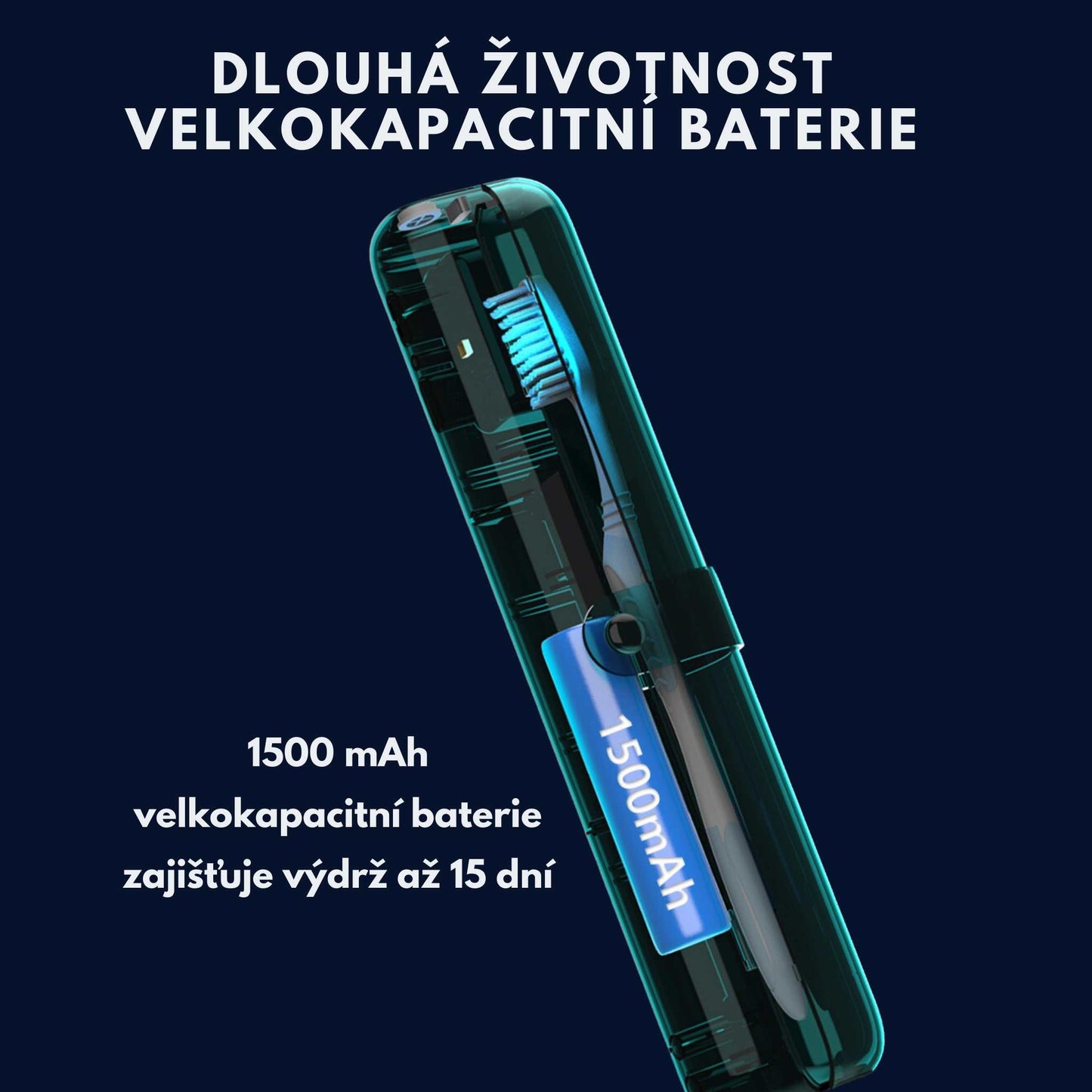 Přenosný UV CleanCase – baterie 1500 mAh s výdrží až 15 dní na jedno nabití pro bezstarostné cestování