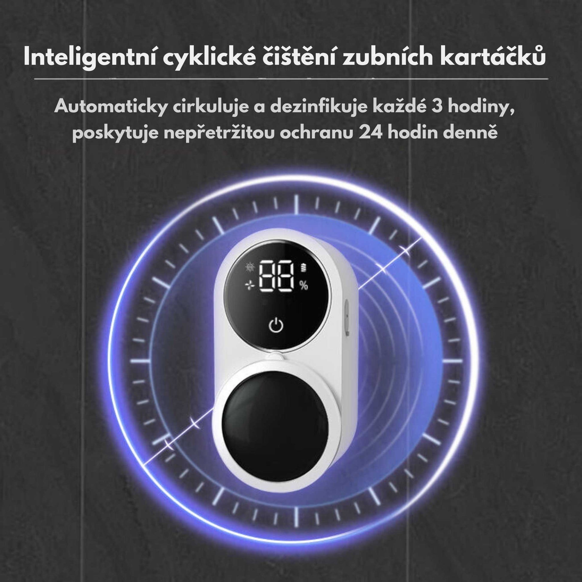 Mini UV sterilizátor s inteligentním cyklickým čištěním – automatická dezinfekce zubních kartáčků každé 3 hodiny, nepřetržitá ochrana 24/7