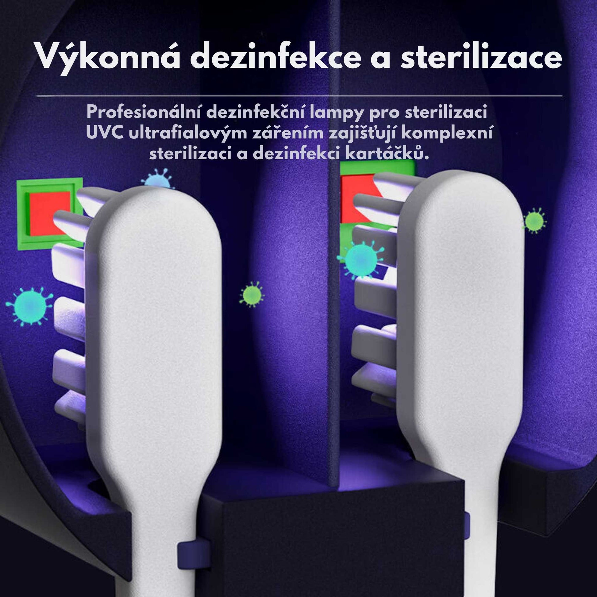 Zubní kartáčky v mini UV sterilizátoru – výkonná UV-C dezinfekce a sterilizace zubního kartáčku proti bakteriím