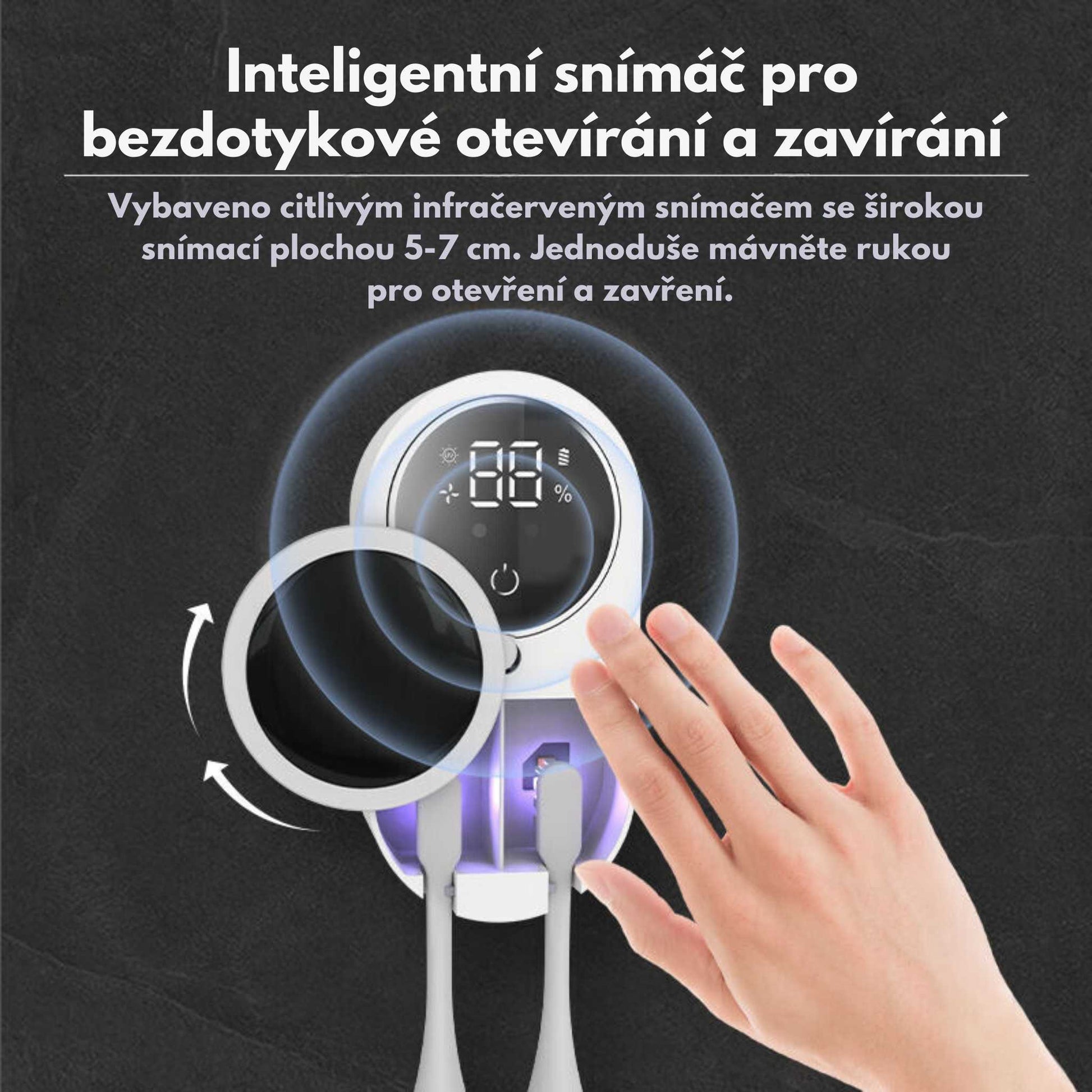 Mini UV sterilizátor na zubní kartáčky s inteligentním senzorem – bezdotykové otevírání a zavírání víčka pro pohodlné použití